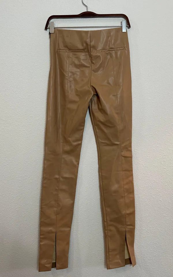 Zara NWOT Split Hem Skinny Faux Leather Pant A103 - Image 3