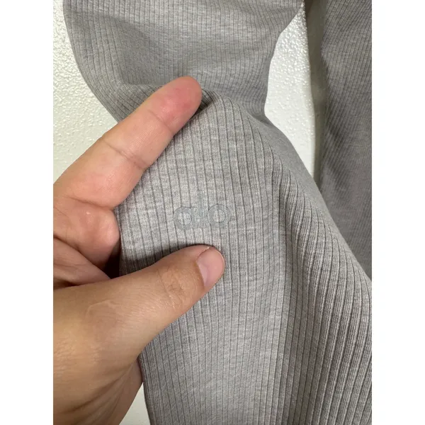 Alo Yoga Womens Ribbed Leggings Heather Gray High Waisted Athleisure Size S - Image 3