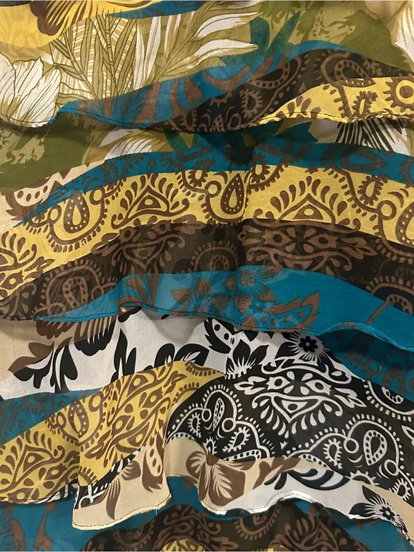 Dressbarn Floral Tiered Dress in Teal, Olive & Black - Image 7