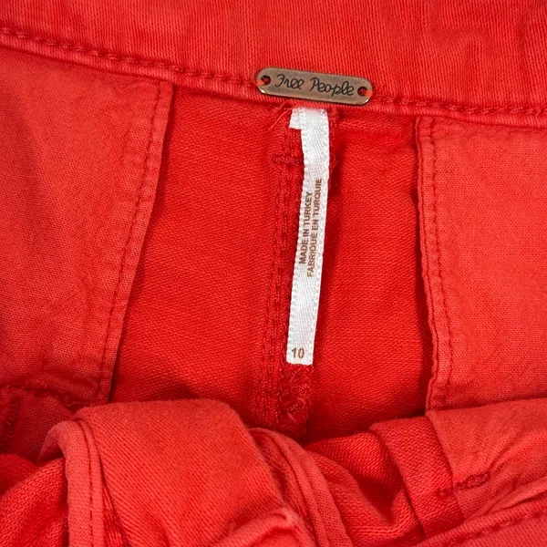 Free People Billie Chino Shorts Size 10 Red Relaxed Fit High Rise Pleated Preppy - Image 7