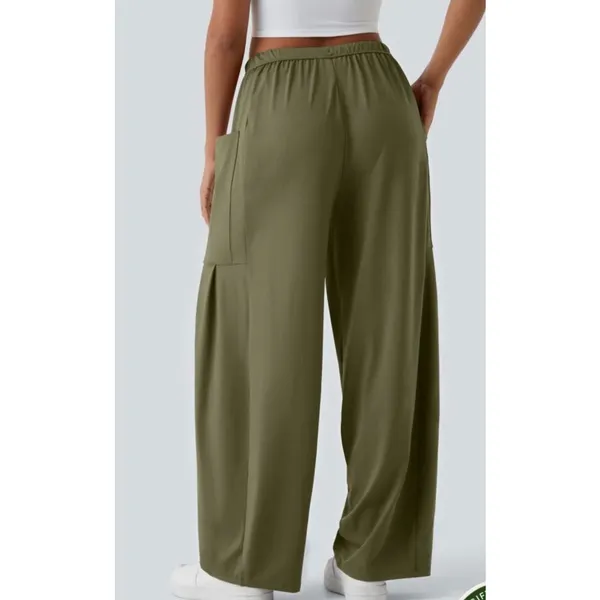 Halara Mid Rise Elastic Waistband Drawstring Palazzo Flowy Wide Leg Pants Small - Image 3
