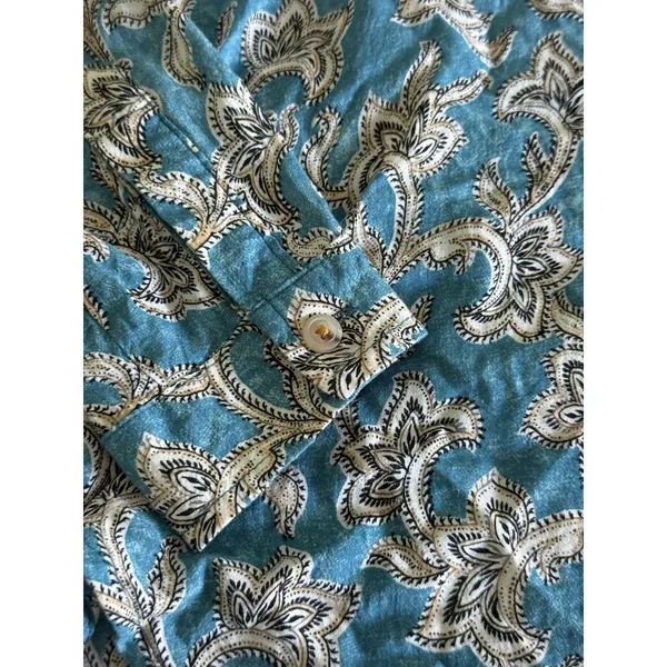 Pilcro Anthropologie Leilani Tunic Top Womens XS Blue Button Down Boho Western - Image 6