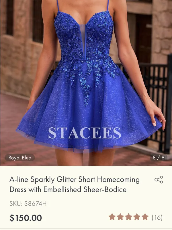 Stacees sparkly glitter A-Line short homecoming dress corset top ballerina - Image 9