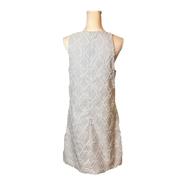 THML Womens Sleeveless Dress Medium Blue White Stripe Textured Shift‎ Midi - Image 2