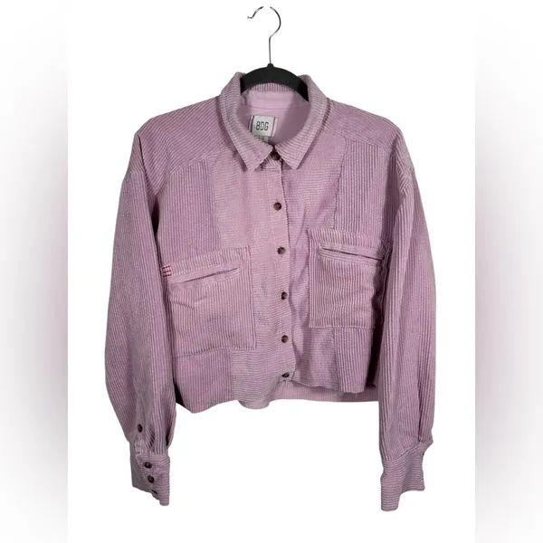 BDG‎ Urban Outfitters Pink Corduroy Cropped Jacket Women’s Large Button Front - Image 2