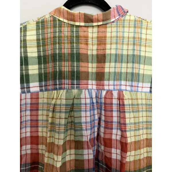 ANTHROPOLOGIE Pilcro Half-Sleeve Batwing Blouse Plaid Women's Size Medium - Image 4