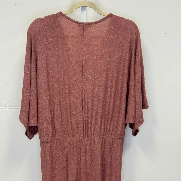 NWT Gibsonlook Rose Gold Metallic Knit V-Neck Dolman Sleeve Midi Dress‎ Stretch - Image 7