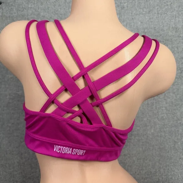Victoria Sport Large Sports Bra Womens Pink Criss Cross Straps‎ Stretch Scoop - Image 2