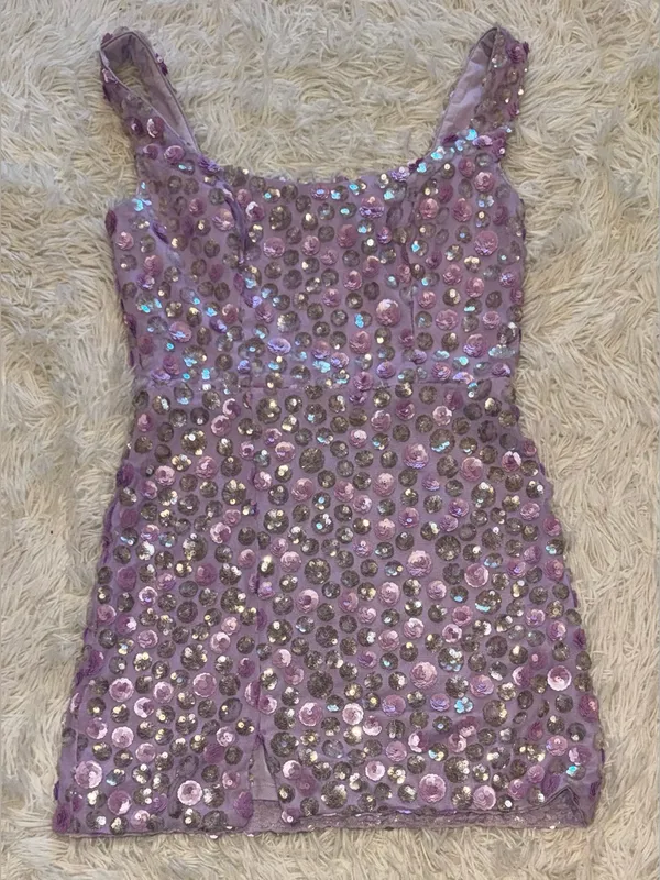NEW Dress The Population Moxie Floral Sequins Embellished Minidress Sz M - Image 4