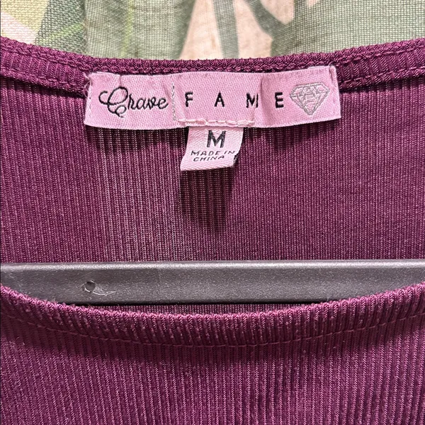 Crave Fame Deep Purple Ruched Crop Top - Image 2