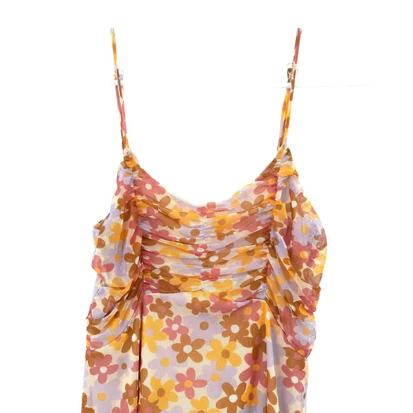 Altar'd State Size XS Sleeveless Mini Dress Floral Flower Print Pink‎ Yellow Tan - Image 3