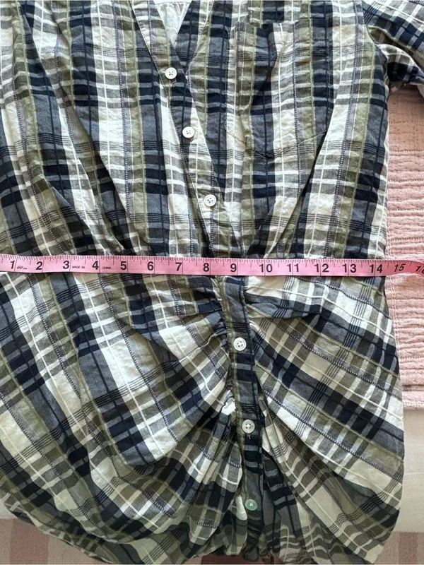 Veronica Beard Vilette Mini Shirt Dress Army Plaid size 8 - Image 7
