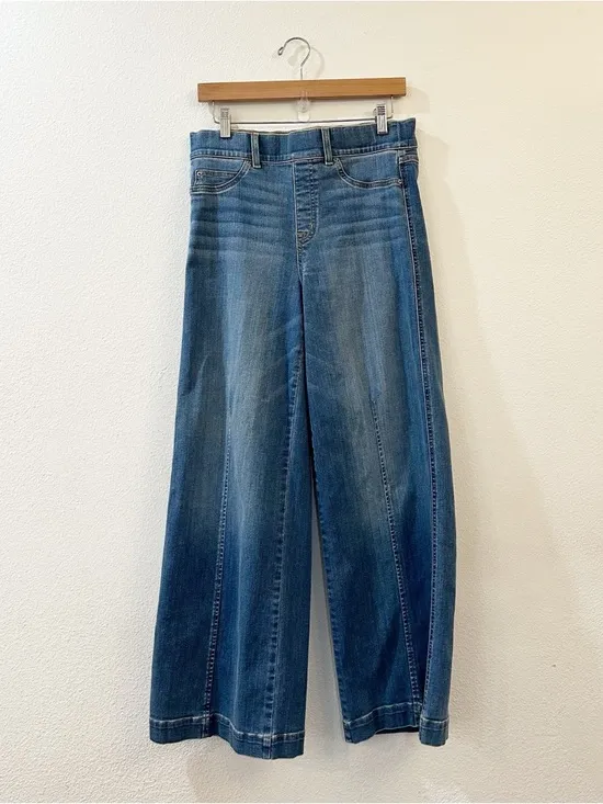 SPANX Seamed Front Wide Leg Denim Jeans Size Medium Vintage‎ Indigo - Image 2