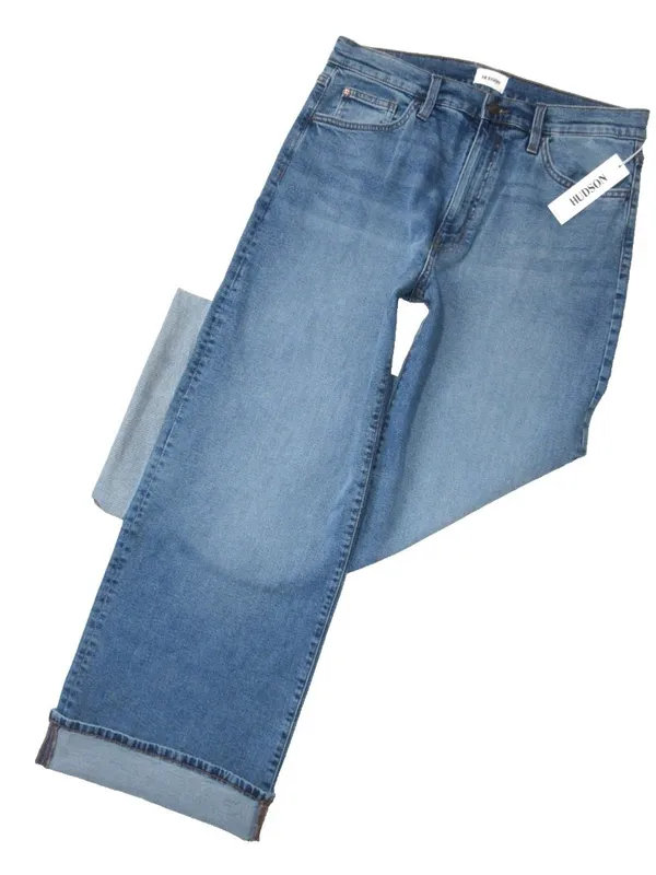 Hudson Jeans NWT Jolene in Burke High Waist Wide Leg Cuffed Stretch Jeans 30 - Image 3