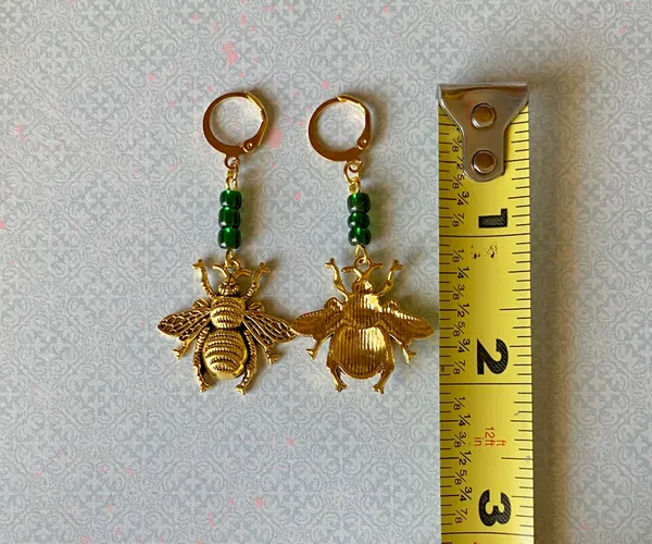 Handmade antique gold color BEE retro vintage boho chic aesthetic style dangle earrings✨ - Image 3