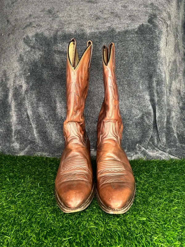 Dan Post Brown Leather Western Cowboy Boots Pointed Toe Men Size 8 D - Image 2