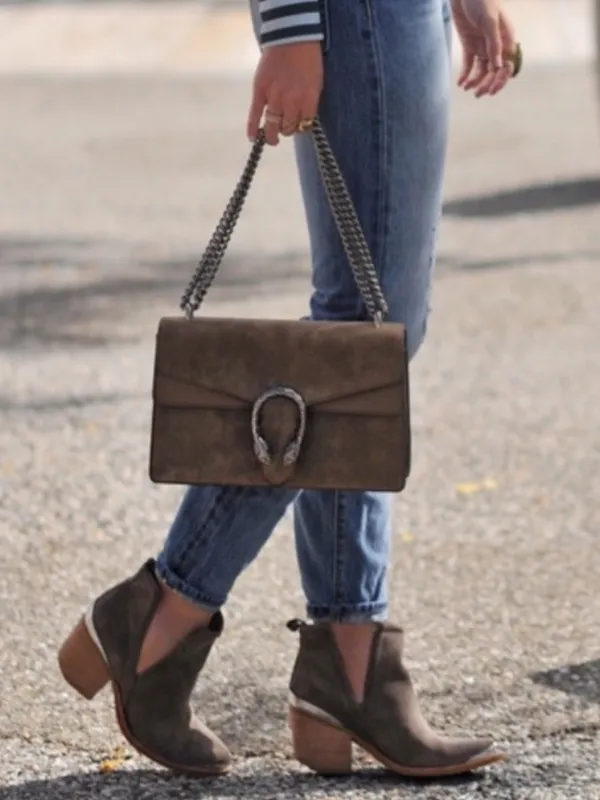 Jeffrey Campbell Cromwell Cut Out Western Taupe Brown Suede Ankle Boot 7.5 - Image 5