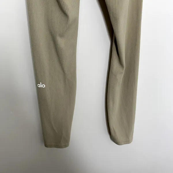 Alo Ribbed High Waist 7/8 Blissful Legging Womens Gravel Size XXS - Image 8