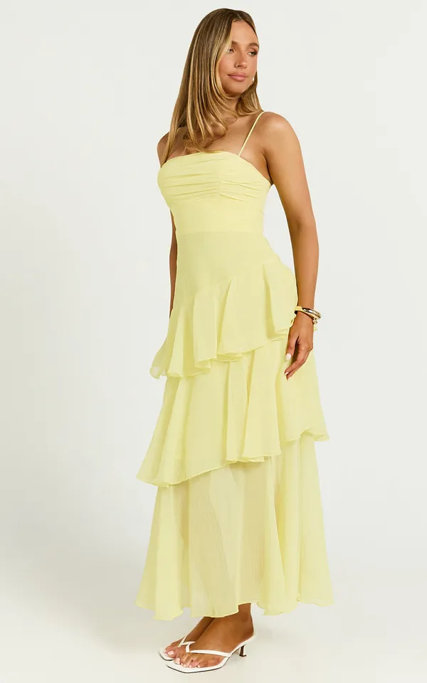 New Showpo Johanna Midi Dress Straight Neck Tiered Dress Size Small MSRP $99 - Image 2