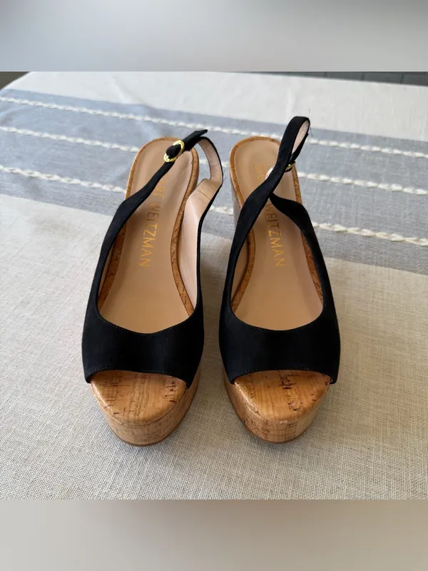 Stuart Weitzman Riviera Slingback Wedge Platform Sandals Size 7.5 - Image 4