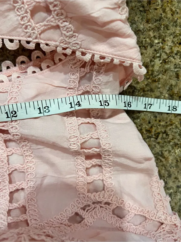 Commense Pink Eyelet Embroidery Cutout Waist Midi Dress Size L NWT - Image 8