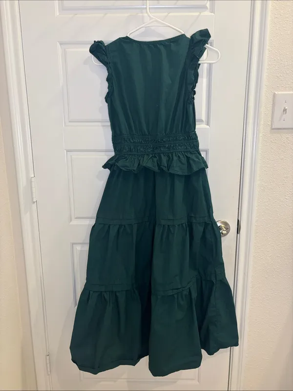 Moon River XS Green Ruffle Tiered Cotton Maxi Dress - Image 4