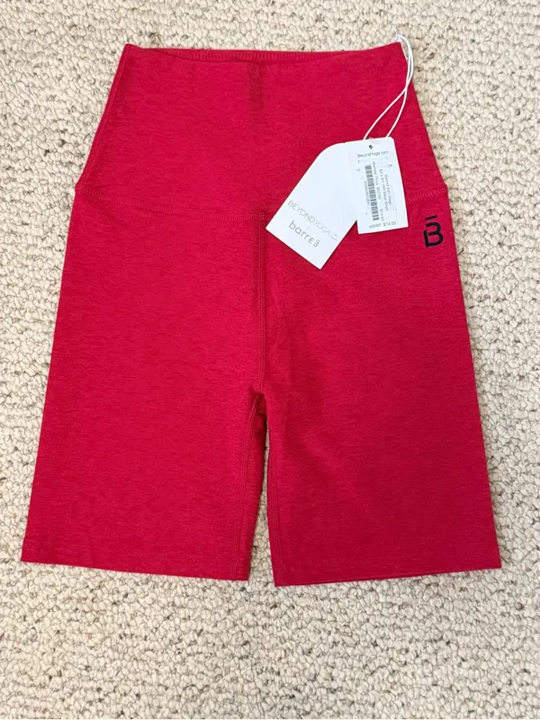 NWT‎ Beyond Yoga x Barre3 San Diego Biker Shorts Pink Heathered XS - Image 2
