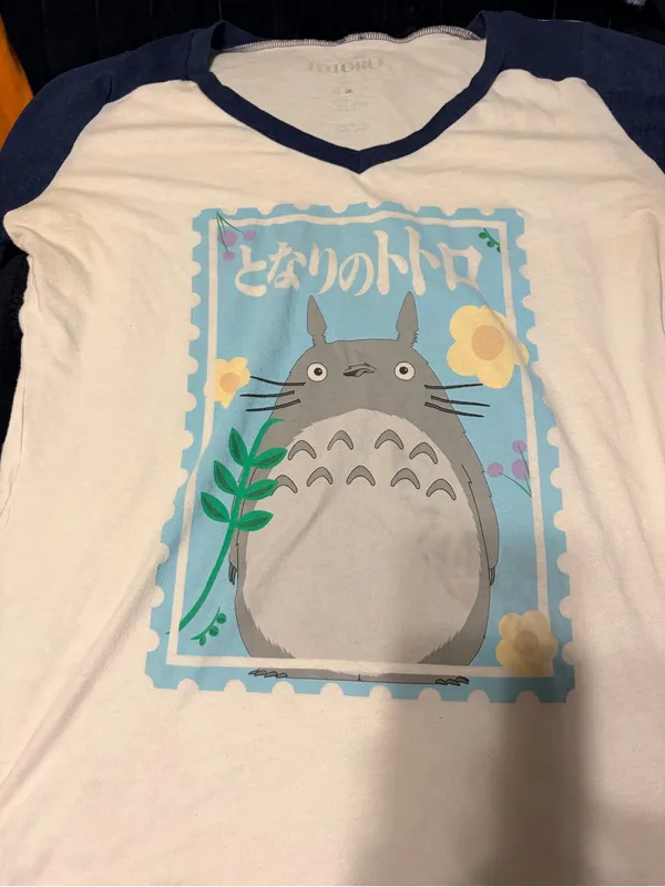 White & Navy My Neighbor Totoro Graphic Raglan Tee - Image 2