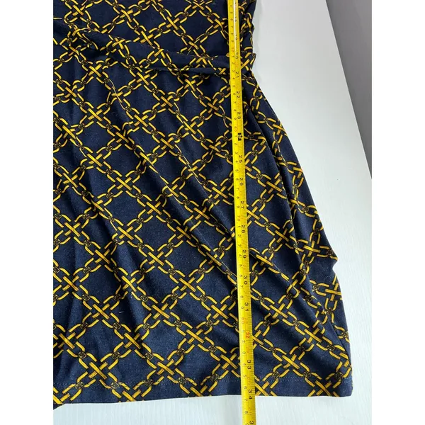 Michael Kors Navy Gold Chain Link Monogram Lace Up‎ Dress Small Long Sleeve Belt - Image 8