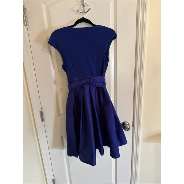 Adrianna Papell Royal Blue Jersey & Taffeta Fit & Flare Cocktail Dress Size 8 - Image 3