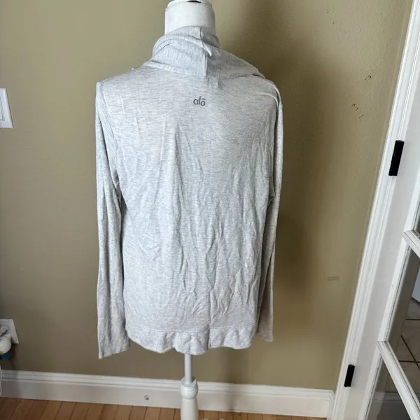 ALO YOGA Double Drape Front Long Sleeve Cardigan Top Size Medium - Image 7