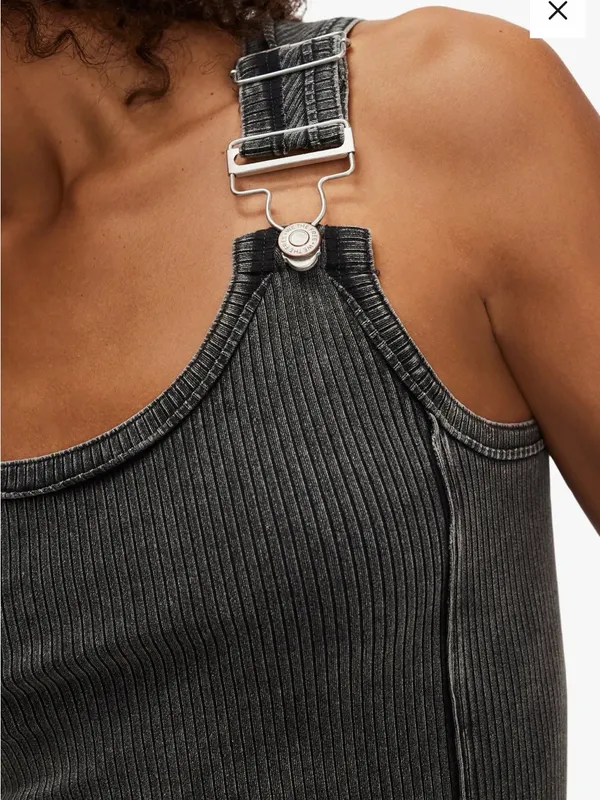 We The Free NWT Jamie Tank Washed Black Ribbed Buckle Straps - Image 3
