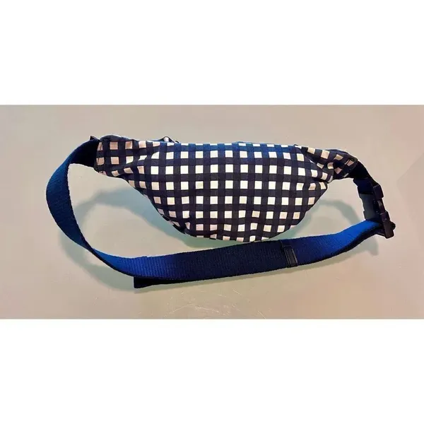 J Crew Fanny Pack Crossbody Sac Blue White Gingham Plaid Cotton Ruffle Edge - Image 4