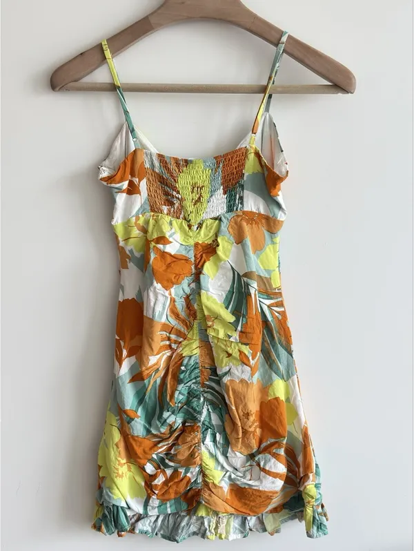 ASTR The Label Tropical Ruched Mini Dress Linen Blend Size M - Image 6