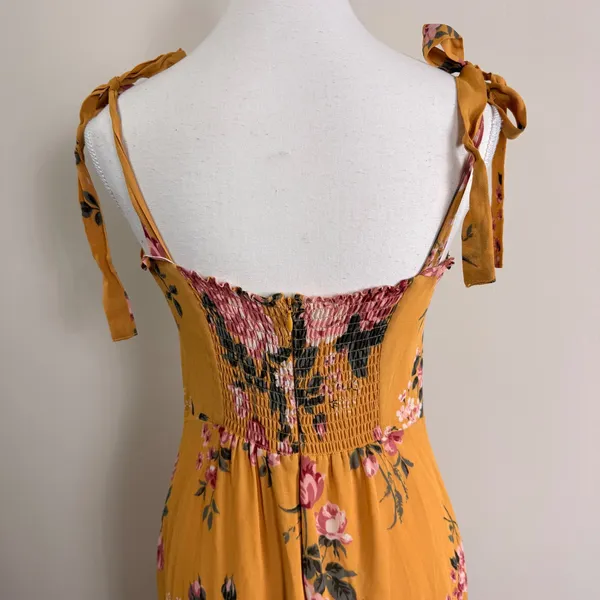 Reformation Jasen Dress Anjelica Yellow Floral Tie Strap Maxi Dress Size 6 - Image 11