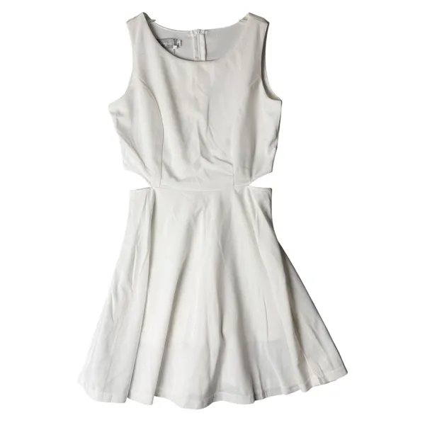 Belongsci Womens White Cut Out‎ Skater Dress Sleeveless Mini 8812# Size S NEW - Image 2