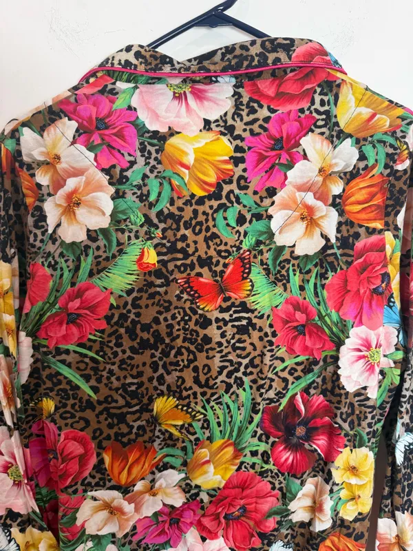 Johnny Was Sandra Long Pajamas Floral Cheetah Print - Image 9