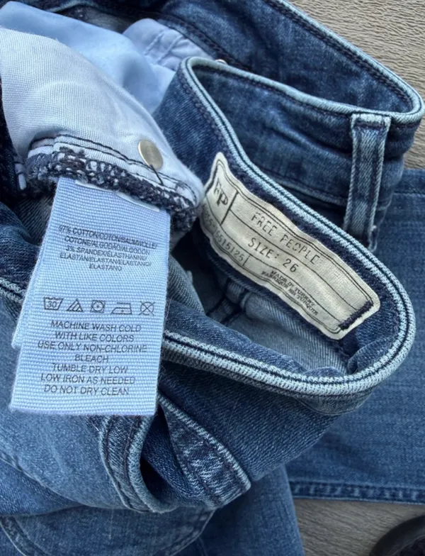 Free People Dark Blue Flare Pocket bell bottom Denim Jeans 26 - Image 5