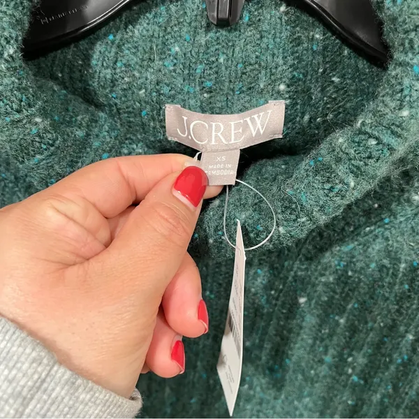 NWT J.Crew Ribbed turtleneck sweater in donegal wool blend Forest Sprinkle XS - Image 4