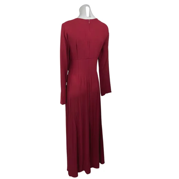 Staud Lido Womens Red Double Bow Cut Out Long Sleeve Maxi A-Line Gown Dress Sz 8 - Image 8