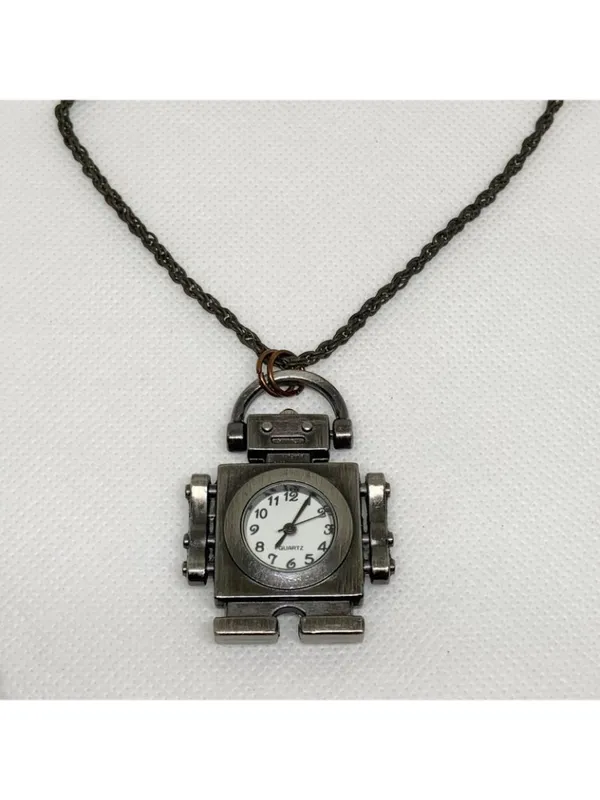 JinXin Robot pendant pocket watch necklace toned 32mm quartz analog running - Image 2