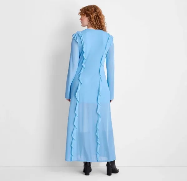 Women's Long Sleeve Ruffle Maxi Dress - Future Collective Light Blue - Image 2