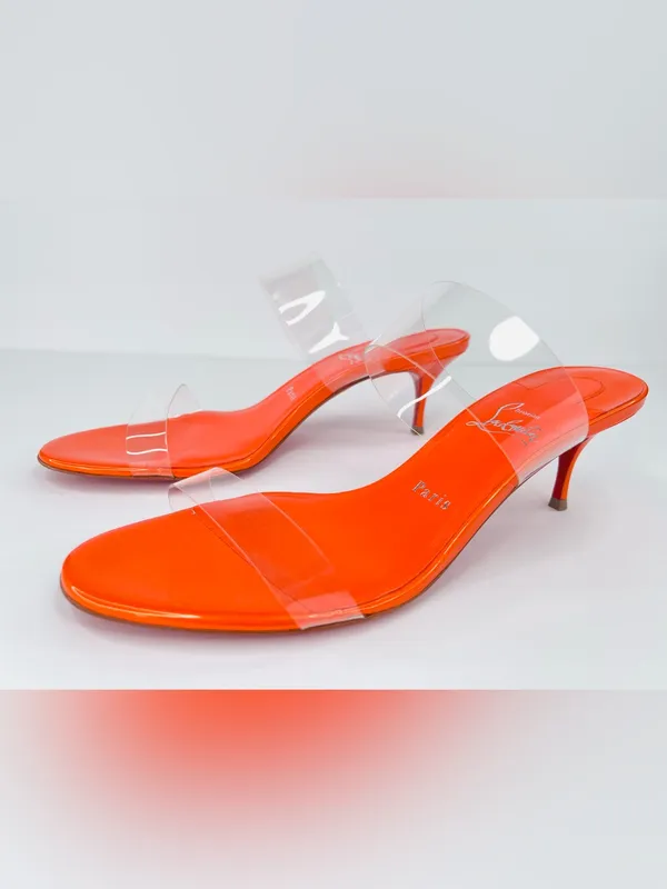Christian Louboutin Just Nothing 55mm PVC Mules Patent Leather Pumps Size EU 38 - Image 3