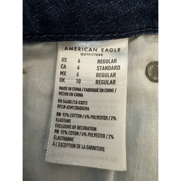 American Eagle Super Stretch Denim Mini Skirt Sz 6 Classic Wash Distressed Boho - Image 6