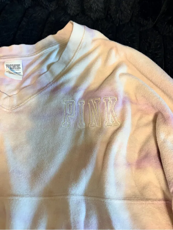 PINK Victoria's Secret Pastel Tie-Dye Crewneck Sweater - Image 4