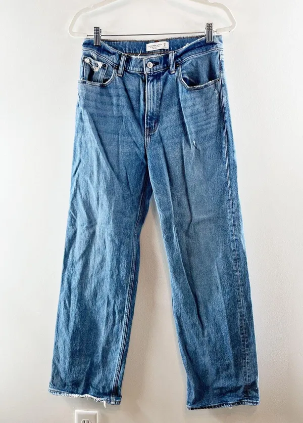 Abercrombie The 90's Relaxed Straight Leg Jeans High Rise Blue 6 / 28 - Image 3