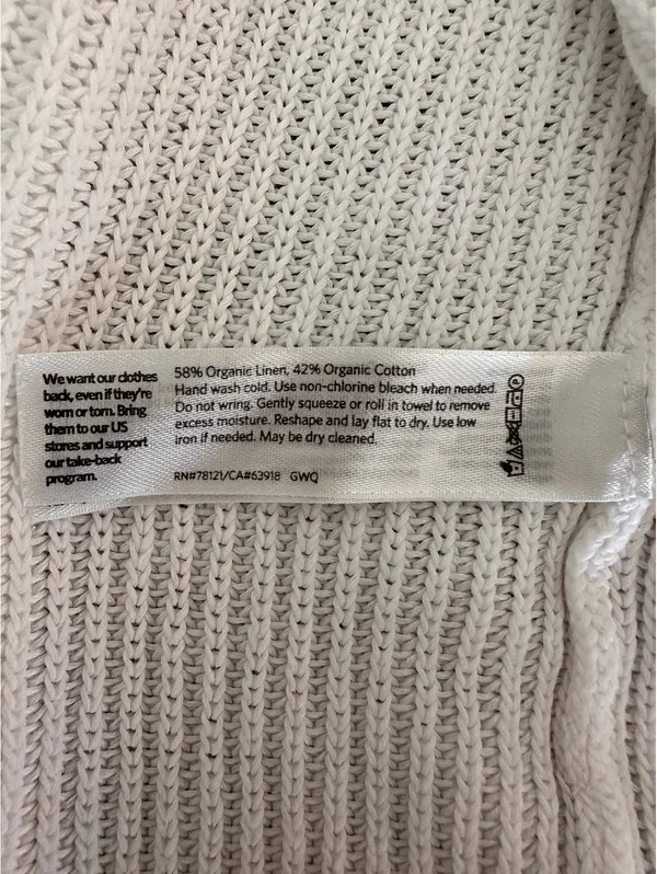 Eileen Fisher Organic Linen Cotton Ivory Knit Open Front Cardigan Women’s Large - Image 8