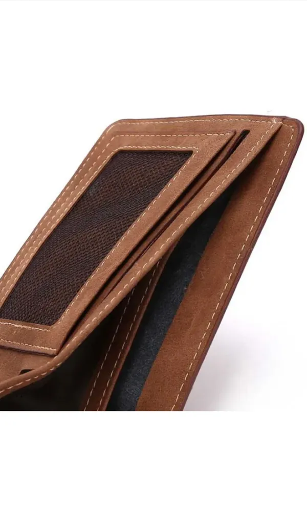 Men’s Slim Brown Leather Bifold Wallet Soft Thin Perfect for Cards and ID - Image 4