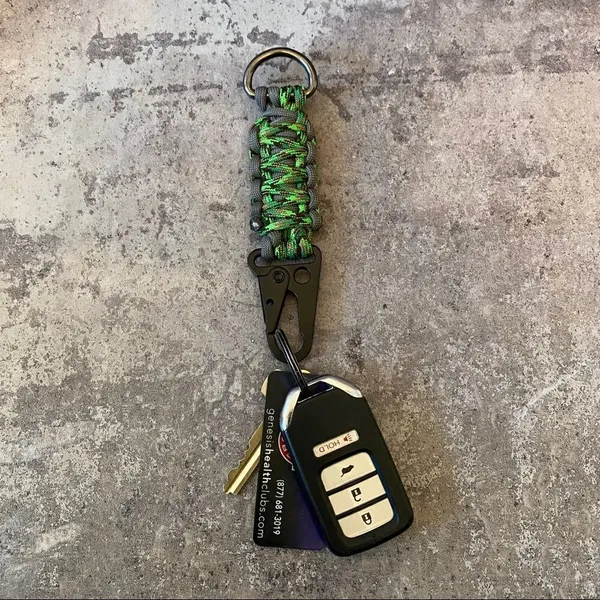 Paracord Keychain Handmade USA Unisex Sporty Green Grey NEW King Cobra - Image 11