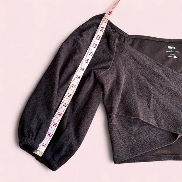 Anthropologie wrap blouse| Black Cropped Top - Image 3